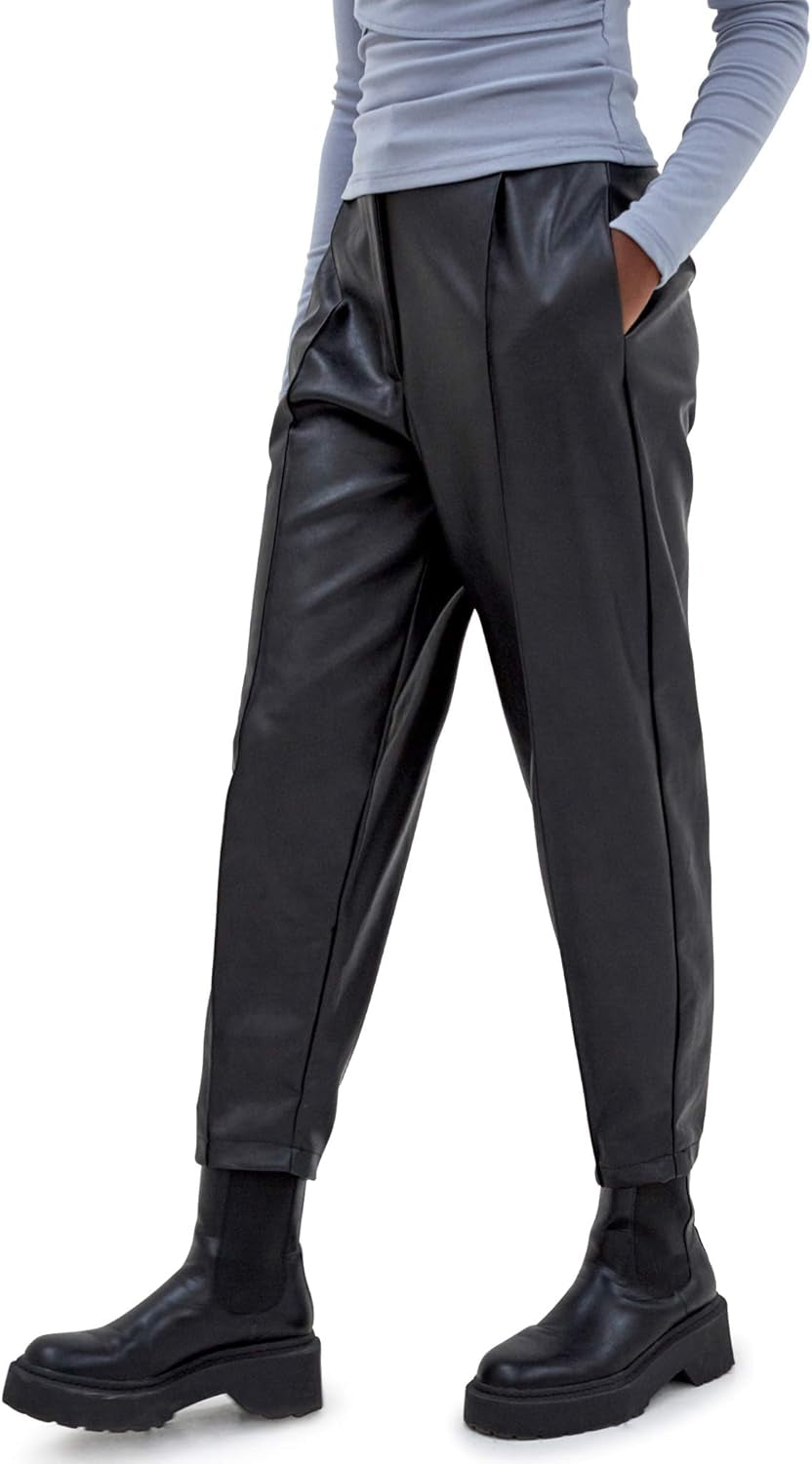 Women'S Miller Trouser, Black PU, Medium